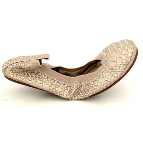 SOLD Yosi Samra Sammie Gold Metallic Python Snake Ballet Flats Size 9 - Picture 3 of 10